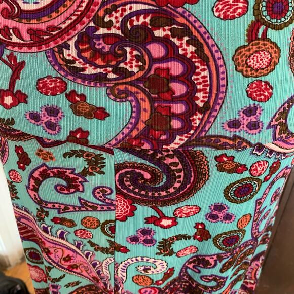 Y2K Style Maxi Skirt Bright Colorful Blue and Pink Paisley Size Medium Mayah Kay - Picture 5 of 6